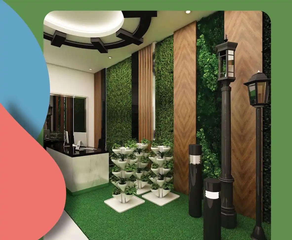 تنسيق حدائق منزلية باستخدام العشب الطبيعي والممرات الحجرية.