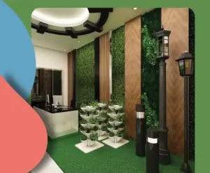 تصميم جلسات خارجية ومظلات خشبية ضمن أعمال تنسيق الحدائق